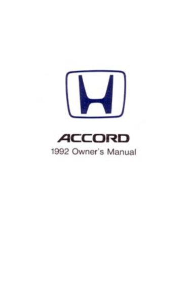 1992 Honda Accord Owner's Manual