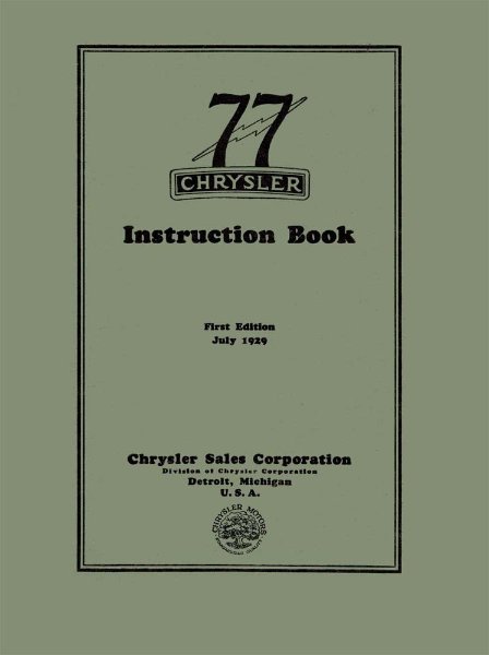 1930 Chrysler 77 Owner's Manual