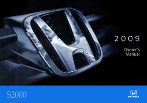 2009 Honda S2000 Owner's Manual