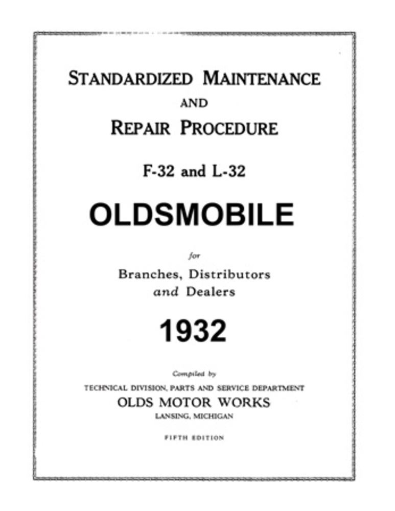 1932 Oldsmobile Shop Service Repair Manual