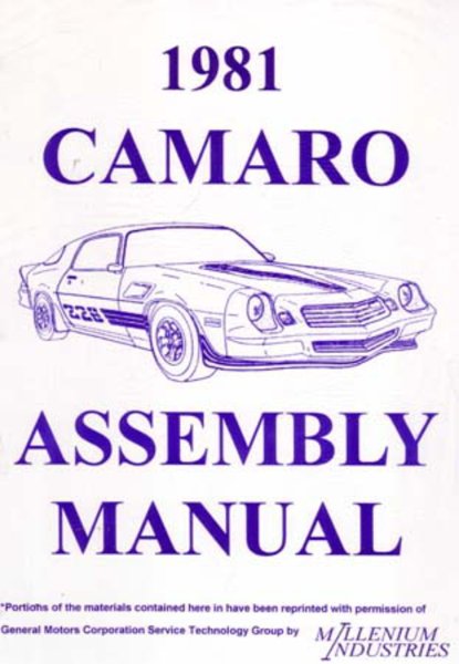 1981 Chevrolet Camaro Assembly Manual Book Rebuild Instructions Illustrations