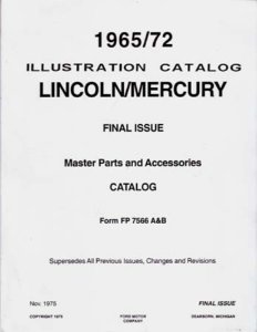 1965–1972 Lincoln MERCURY - ALL MODELS Parts Book