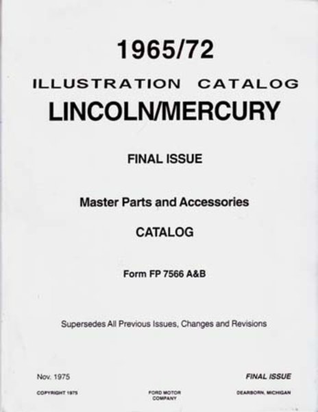 1965–1972 Lincoln MERCURY - ALL MODELS Parts Book