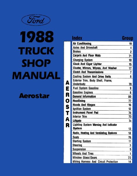 1988 Ford Truck Aerostar Factory Shop Service Manual