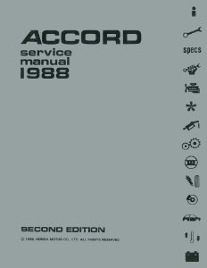 1988 Honda Accord Factory Shop Service Manual