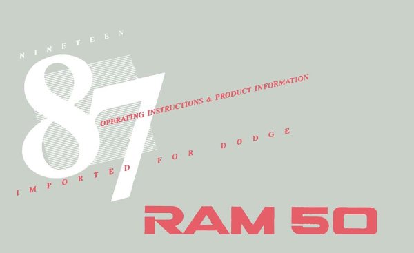 1987 Dodge Ram 50 Truck Owner's Manual