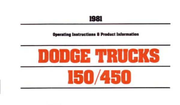 1981 Dodge Light Duty Truck (100-300) Owner's Manual