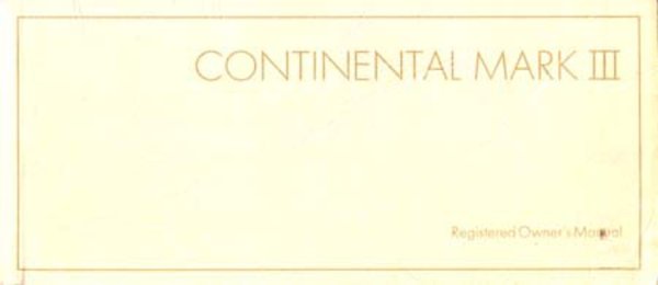 1968 Lincoln Mark III Owner's Manual