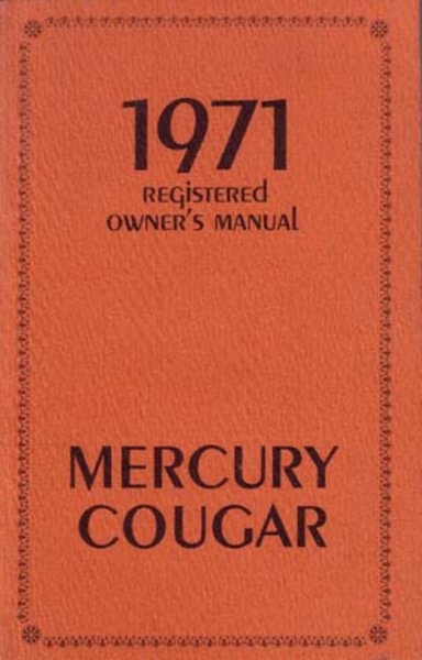1971 Mercury Cougar Owner's Manual