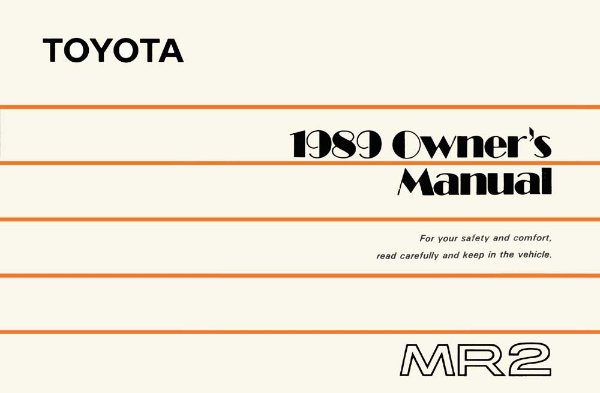 1989 Toyota MR2 Owner's Manual