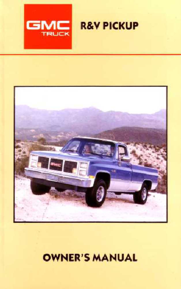 1987 GMC TRUCK R/V SERIES Owners Manual User Guide Reference Operator