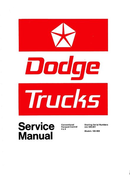 1973 Dodge D/W 100-800 Truck Factory Shop Service Manual