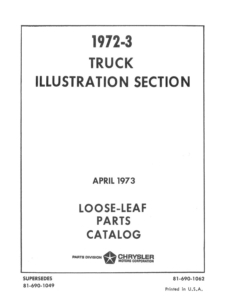1972 1973 Dodge Truck Parts Numbers Book List Guide Catalog Interchange Drawings