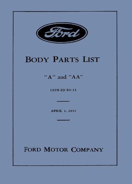 1928–1931 Ford A & AA Parts Book
