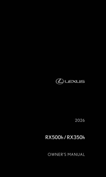 2026 Lexus RX 350H, RX 500H Owner's Manual