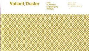 1974 Plymouth Duster, Valiant Owner's Manual