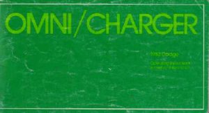 1983 Dodge Omni, Charger Owner's Manual