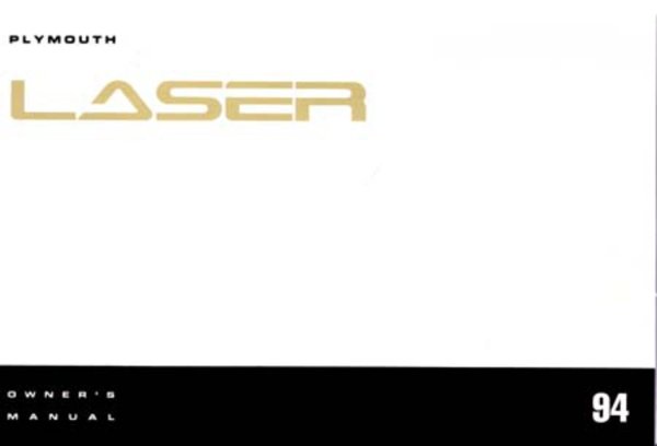 1994 Plymouth Laser Owner's Manual