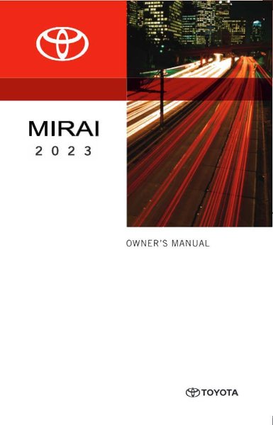 2023 Toyota Mirai Owner's Manual