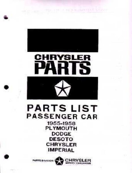 1955–1958 Mopar CHRYSLER, DODGE, PLYMOUTH, DESOTO Parts Book