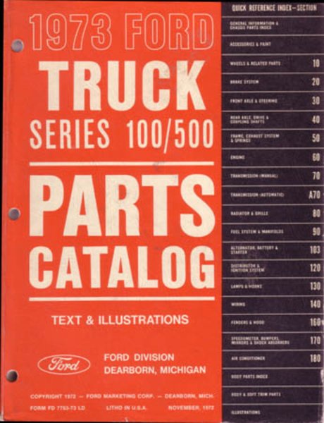 1973 Ford Truck 100-500 Series Parts Book