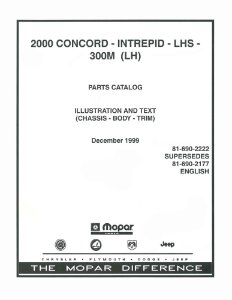 2000 Chrysler 300M, Concorde, LHS, Intrepid Parts Book