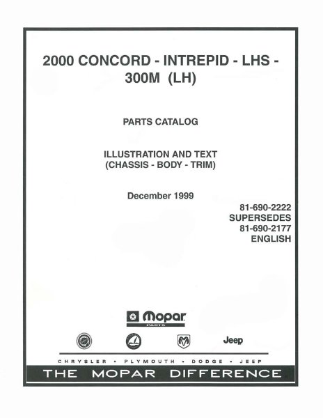 2000 Chrysler 300M, Concorde, LHS, Intrepid Parts Book