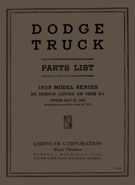 1938 Dodge Deluxe, Truck Parts Book