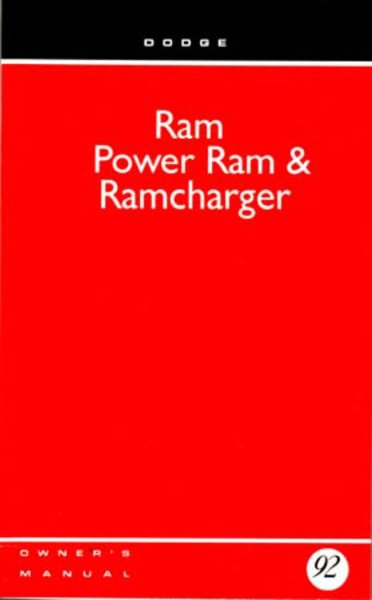 1992 Dodge Ram Truck, Ramcharger Owner's Manual
