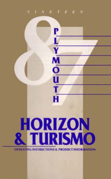 1987 Plymouth Horizon, Turismo Owner's Manual