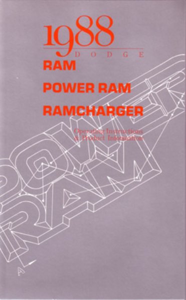 1988 Dodge Ramcharger Owner's Manual