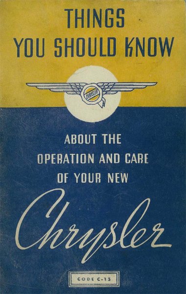 1937 Chrysler C-15 Owner's Manual