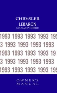 1993 Chrysler Lebaron Owner's Manual