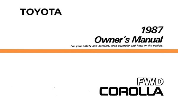 1987 Toyota FWD Corolla Owner's Manual