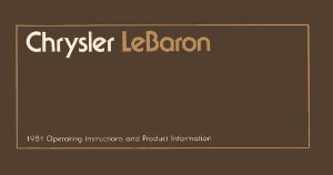 1981 Chrysler LeBaron Owner's Manual