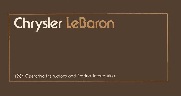 1981 Chrysler LeBaron Owner's Manual