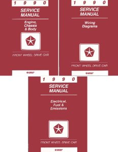 1990 Chrysler Lebaron, New Yorker, Aries, Daytona, Dynasty, Lancer, Omni, Shadow, Horizon, Reliant, Sundance Factory Shop Service Manual
