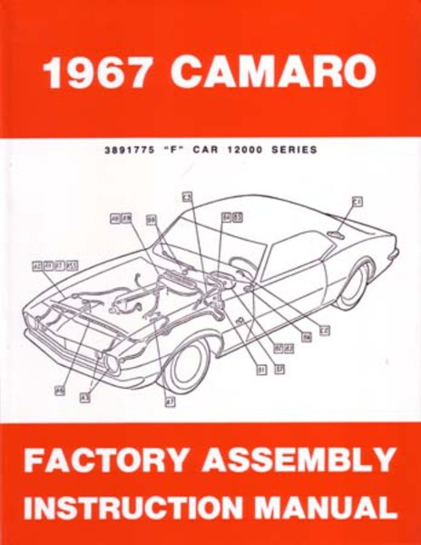 1967 Chevrolet Camaro Rs Ss Z28 Assembly Manual Book Rebuild Illustrations