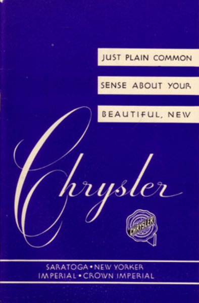 1951–1952 Chrysler New Yorker, Imerial Owner's Manual