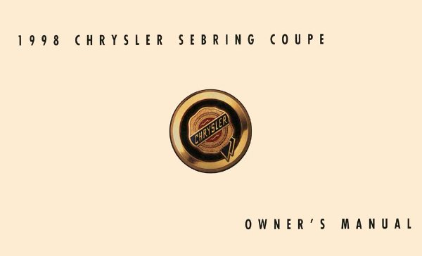 1998 Chrysler Sebring Coupe Owner's Manual