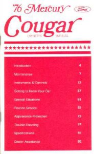 1976 Mercury Cougar Owner's Manual