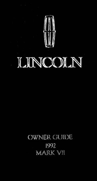1992 Lincoln Mark VII Owner's Manual