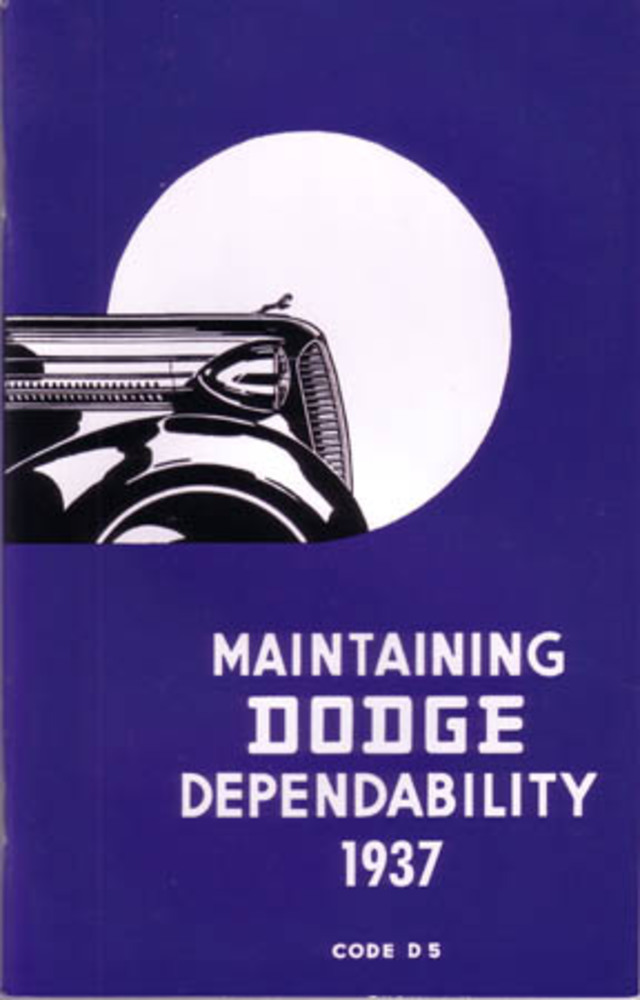 1937 Dodge D5 D-5 D 5 Owners Manual User Guide