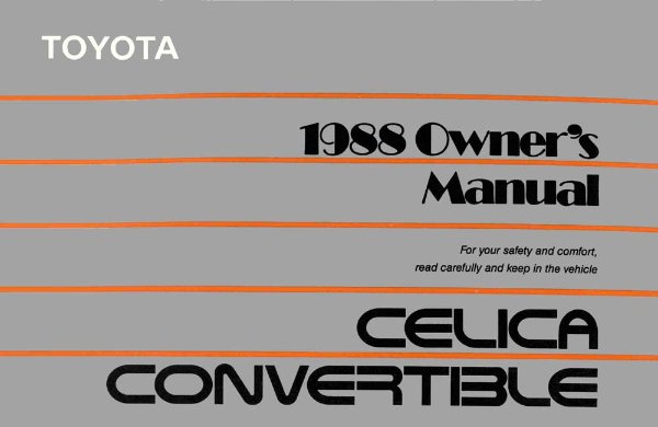 1988 Toyota Celica Convertible Owner's Manual