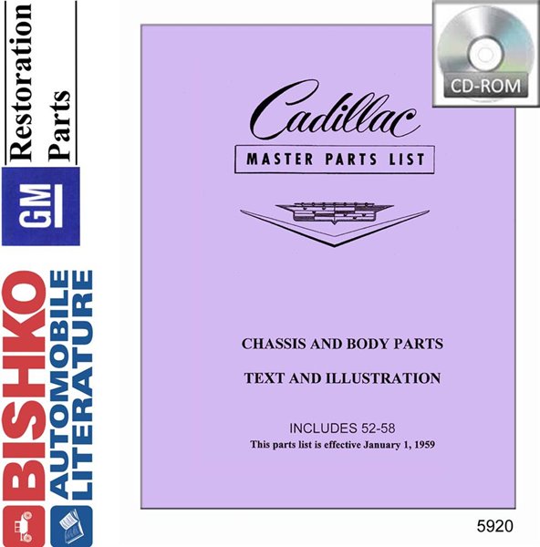 1952 1954 1956 1958 Cadillac Parts Numbers Book List PDF Interchange Drawings