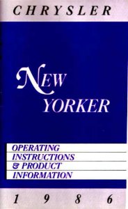 1986 Chrysler New Yorker Owner's Manual
