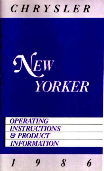 1986 Chrysler New Yorker Owner's Manual