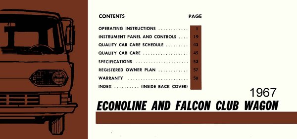 1967 Ford Truck Econoline & Falcon Club Wagon Owner's Manual