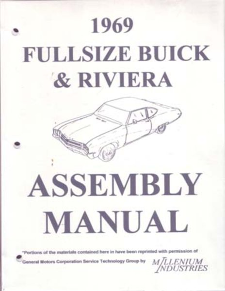 1969 Buick Riviera Assembly Manual Book Rebuild Instructions Illustrations