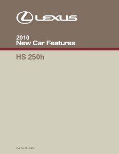 2010 Lexus HS 250H Factory Shop Service Manual
